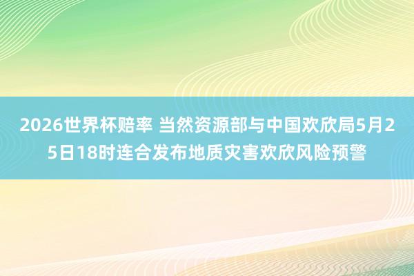 2026世界杯赔率 当然资源部与中国欢欣局5月25日18时连合发布地质灾害欢欣风险预警