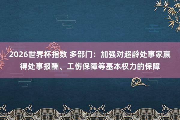 2026世界杯指数 多部门：加强对超龄处事家赢得处事报酬、工伤保障等基本权力的保障