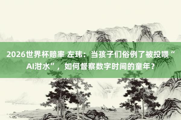 2026世界杯赔率 左玮：当孩子们俗例了被投喂“AI泔水”，如何督察数字时间的童年？