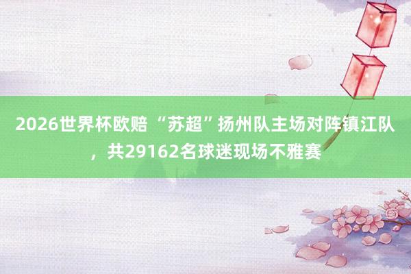 2026世界杯欧赔 “苏超”扬州队主场对阵镇江队，共29162名球迷现场不雅赛
