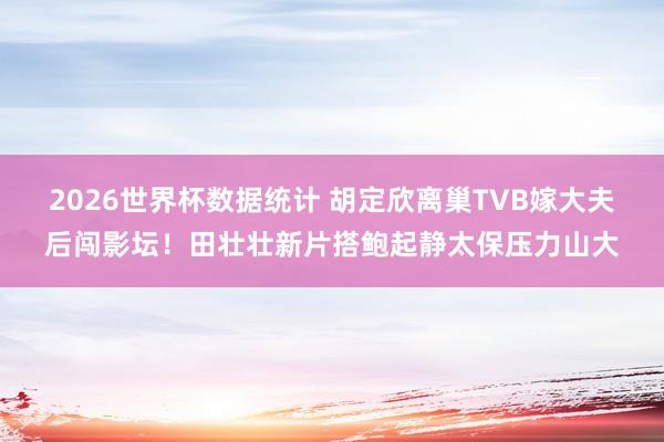 2026世界杯数据统计 胡定欣离巢TVB嫁大夫后闯影坛!田壮壮新片搭鲍起静太保压力山大