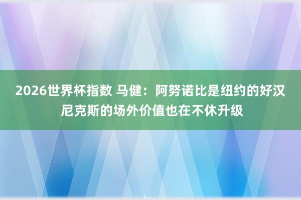 2026世界杯指数 马健：阿努诺比是纽约的好汉 尼克斯的场外价值也在不休升级