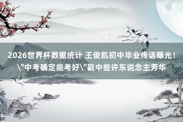 2026世界杯数据统计 王俊凯初中毕业传话曝光！