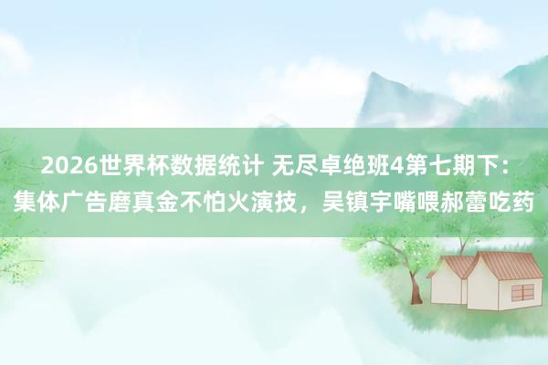 2026世界杯数据统计 无尽卓绝班4第七期下：集体广告磨真金不怕火演技，吴镇宇嘴喂郝蕾吃药