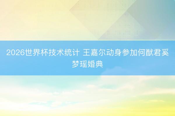2026世界杯技术统计 王嘉尔动身参加何猷君奚梦瑶婚典