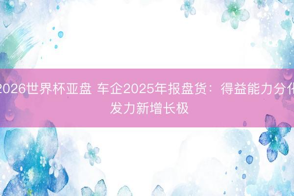 2026世界杯亚盘 车企2025年报盘货：得益能力分化 发力新增长极
