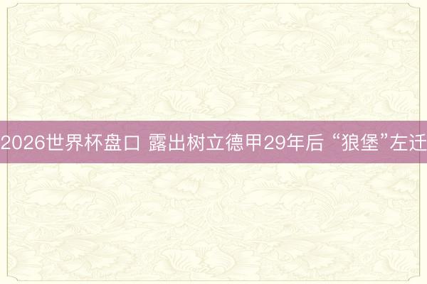 2026世界杯盘口 露出树立德甲29年后 “狼堡”左迁