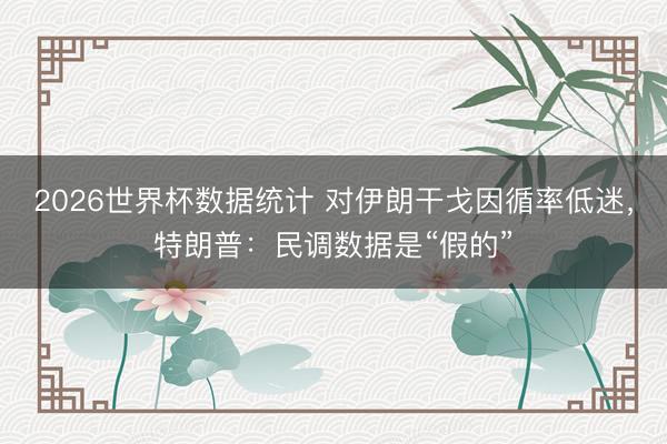 2026世界杯数据统计 对伊朗干戈因循率低迷，特朗普：民调数据是“假的”