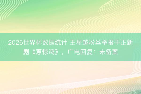 2026世界杯数据统计 王星越粉丝举报于正新剧《惹惊鸿》，广电回复：未备案